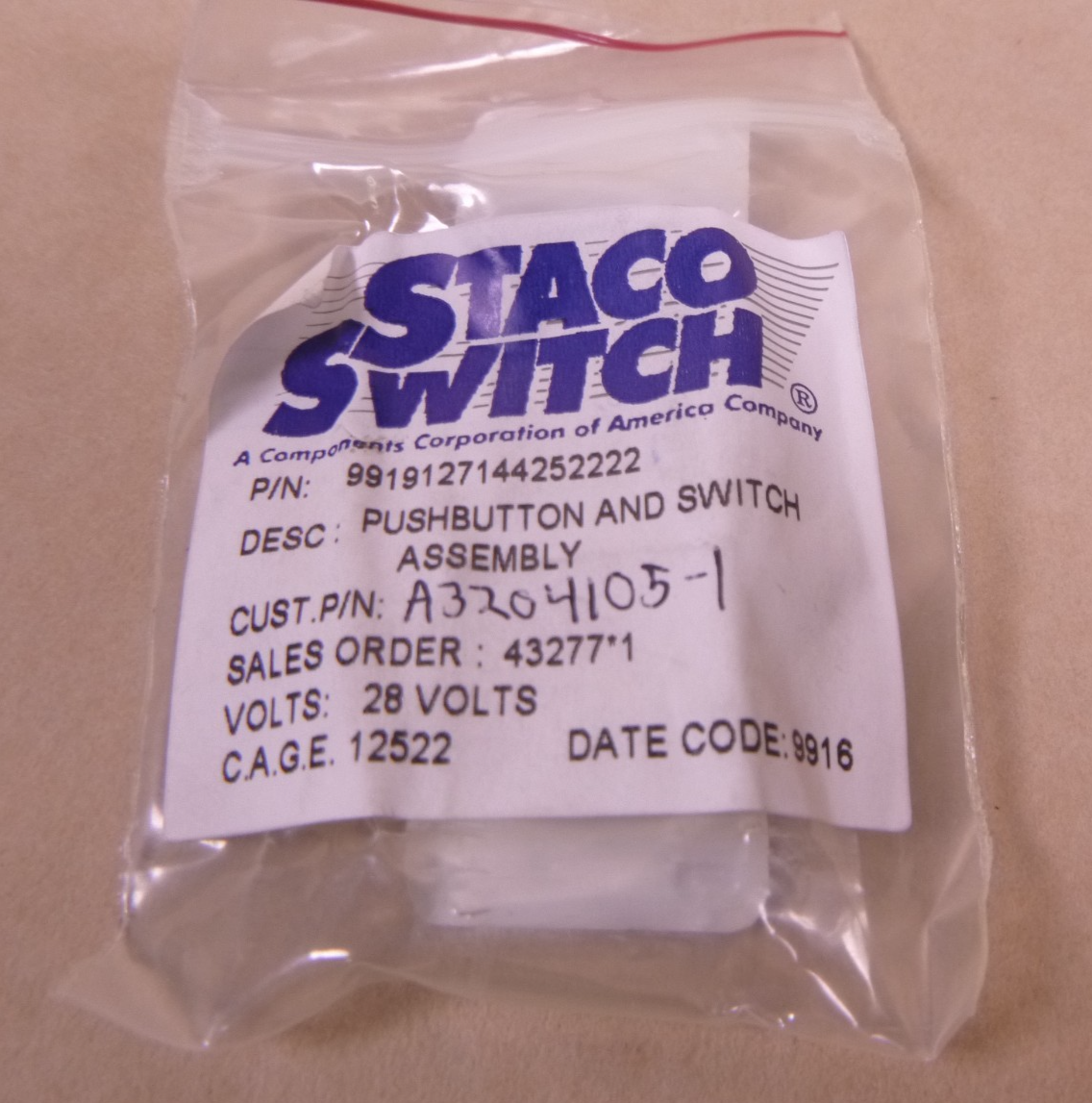 AN/TPQ-36(V)8 Radar Power On Switch , 6240-01-432-5076 , A3204105-1