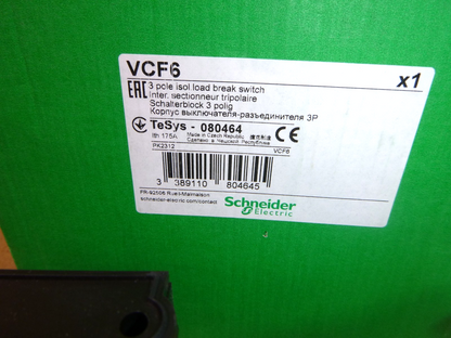 New Schneider Electric VCF6 / 080464 175A 3P Load Break / Disconnect Switch