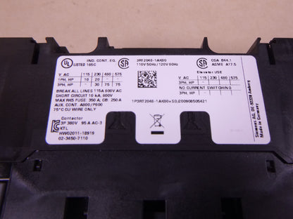 Siemens 3RT2046-1AK60 Contactor 95 Amp 400V 45kW 1NO 1NC , 110/120V 50/60Hz