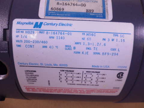Magnetek H029 1/4HP Electric Motor Round Body C-Face H56C 1140RPM 3 Phase | Industrial Electric Motors, Pumps & Parts