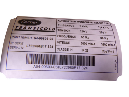 OEM Carrier Transicold 54-00603-05 Generator Alternator For Supra 950 / 950 MT