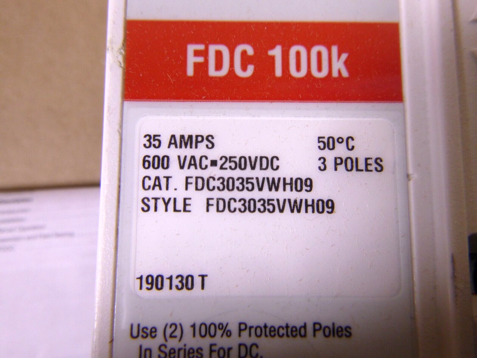 FDC3035VWH09 Eaton Naval F-Frame Circuit Breaker Three-pole, 35A, 600V, 100 kAIC | Electrical MRO Replacement Parts &amp; Components and Commercial Electrical Supplies Company
