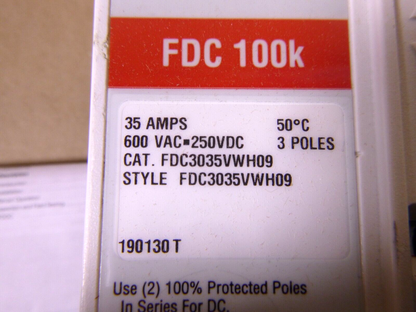 FDC3035VWH09 Eaton Naval F-Frame Circuit Breaker Three-pole, 35A, 600V, 100 kAIC | Electrical MRO Replacement Parts &amp; Components and Commercial Electrical Supplies Company