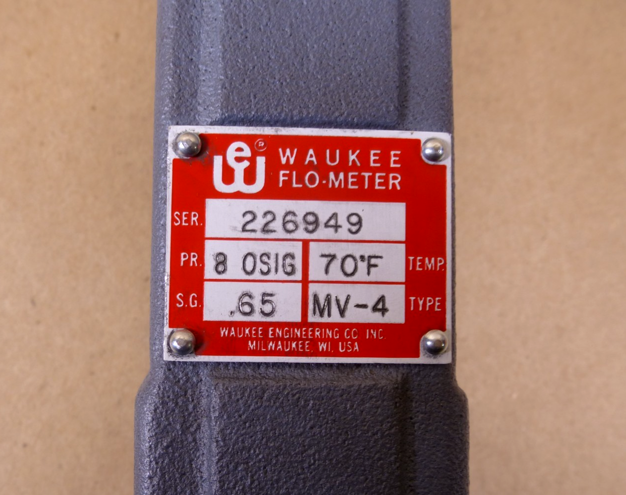 MV-4 Waukee Natural Gas Flo-Meter 0-75 CFH, 8 OSIG, 70 Deg F., .65 S.G. | Industrial MRO Replacement Parts, Manufacturing Machine Parts &amp; Components, Heavy Equipment Parts Supplier