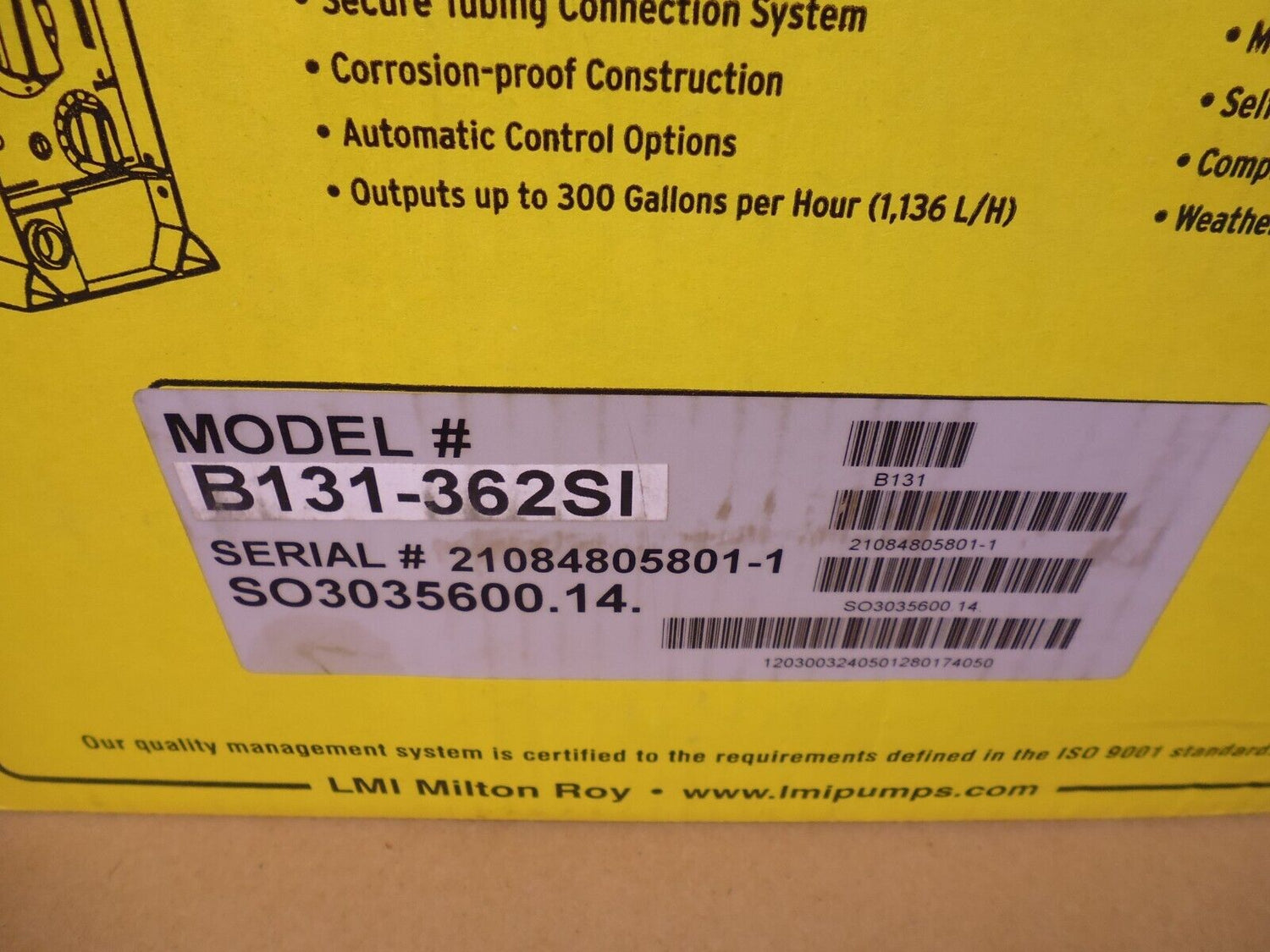 LMI B131-362SI Metering Pump B Series , 120V , 4.5 GPH , 17.0 LPH , 50PSI , 1.5A | Industrial Electric Motors, Pumps &amp; Parts