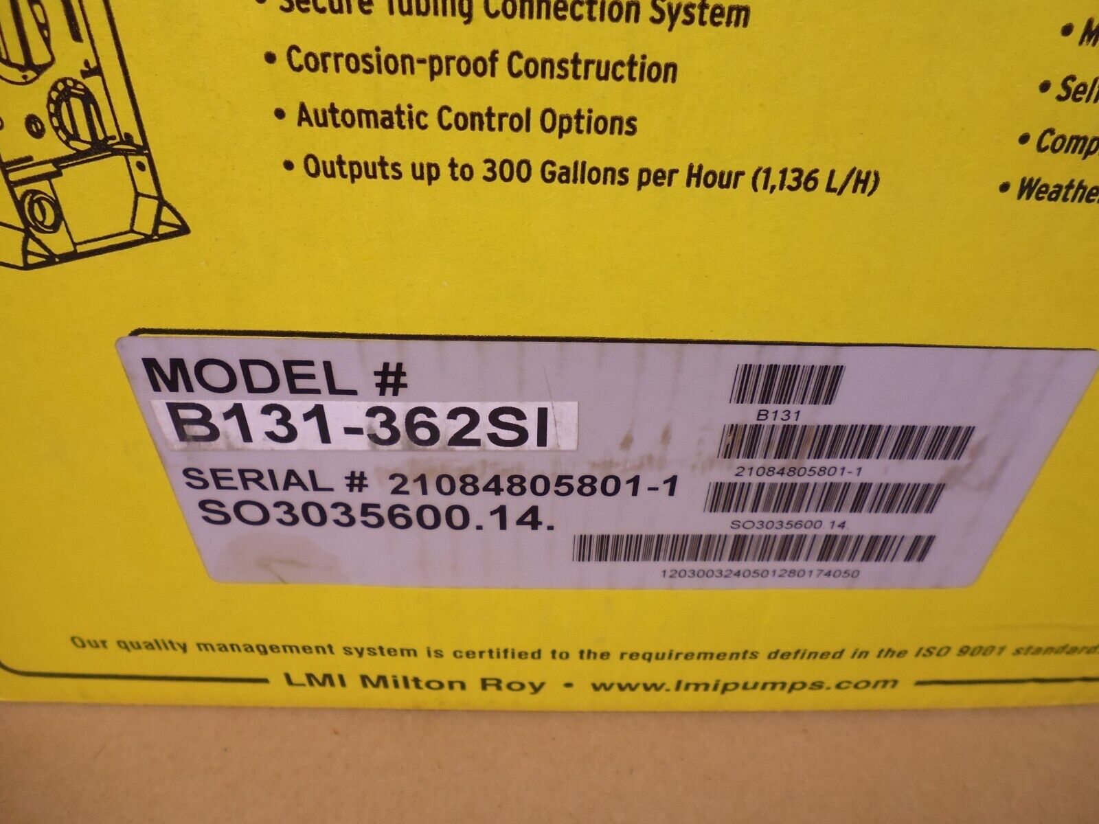 LMI B131-362SI Metering Pump B Series , 120V , 4.5 GPH , 17.0 LPH , 50PSI , 1.5A | Industrial Electric Motors, Pumps &amp; Parts
