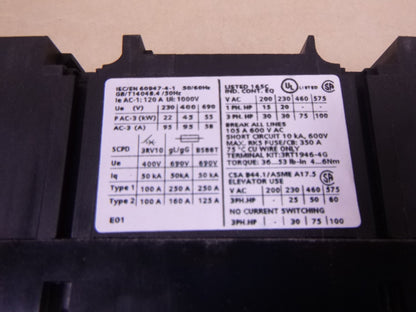 Siemens 3RT1046-1AK60 Contactor 3RT10461AK60 OEM 110V/120V 50/60HZ , 45kW 400V