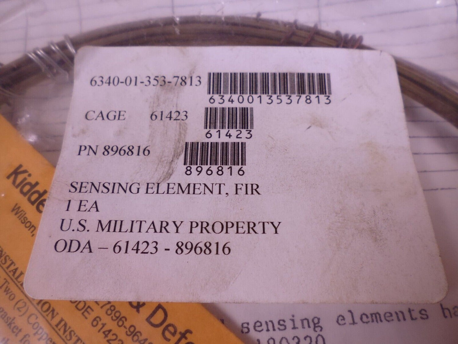 Kidde 896816 Detector Sensing Element , 6340-01-353-7813 | Electrical MRO Replacement Parts &amp; Components and Commercial Electrical Supplies Company