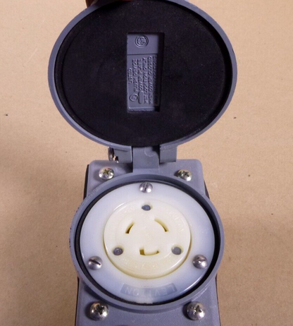 Leviton Flanged Outlet Locking Receptacle, 20A, 125V, L5-20R With Hubbell Cover | Electrical MRO Replacement Parts &amp; Components and Commercial Electrical Supplies Company
