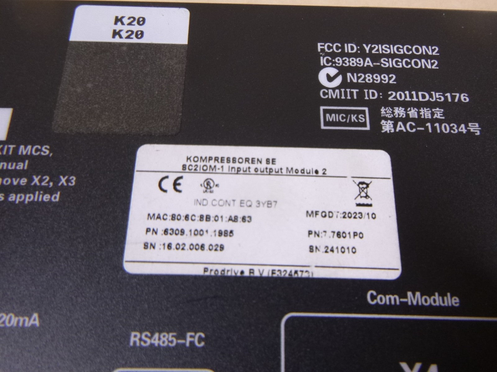 Kaeser 7.7601P0 6309.1001.1985 77601P0 Sigma Control 2 SCIOM-1 &amp; Input Output