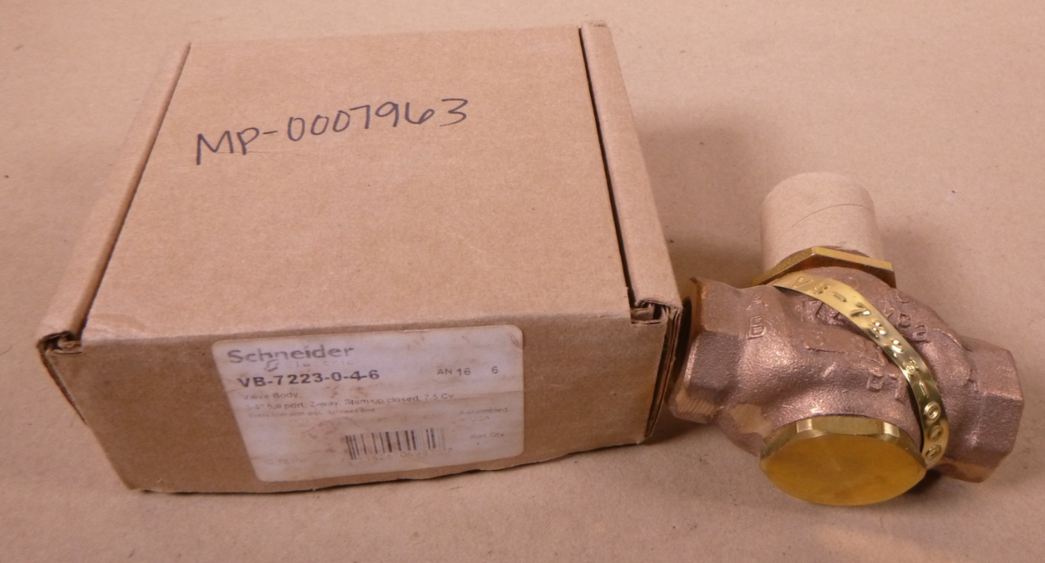 VB-7223-0-4-6 Schneider Electric 3/4" Valve Body 2-Way Stem Up Closed 7.5 Cv | Industrial MRO Replacement Parts, Manufacturing Machine Parts &amp; Components, Heavy Equipment Parts Supplier