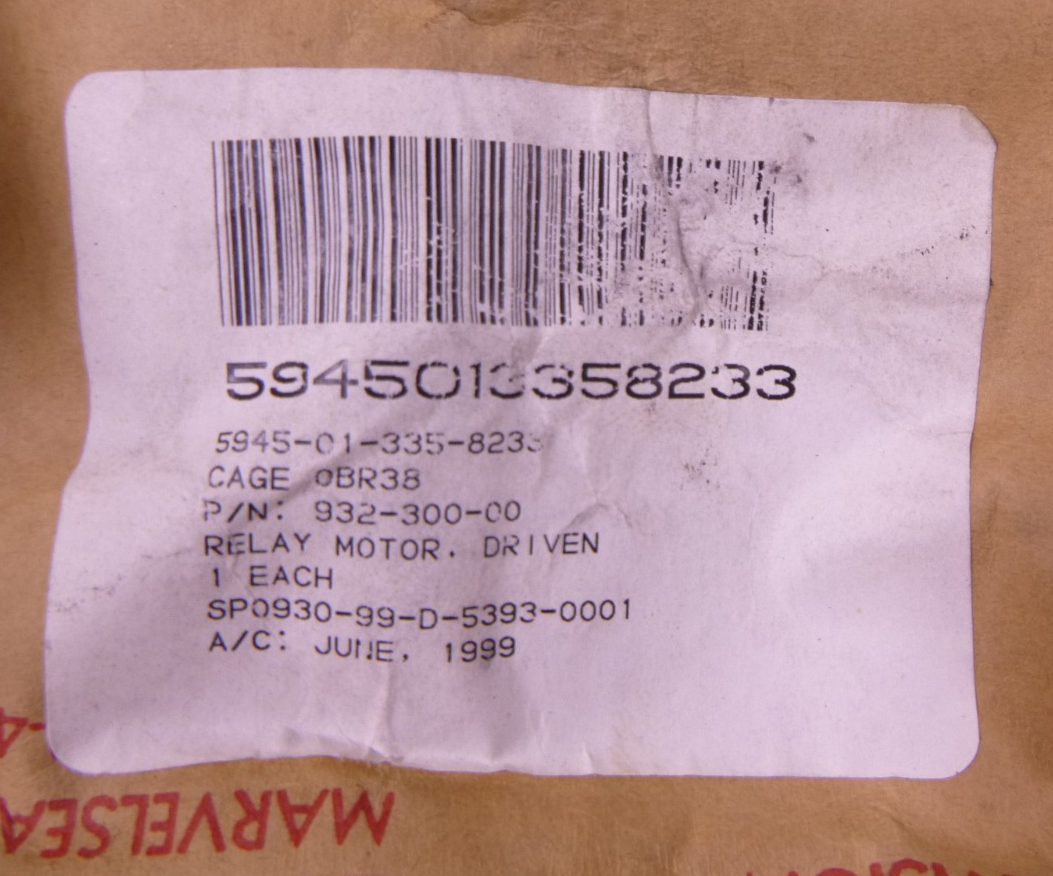 (Lot of 3) 932-300-00 Motor Driven Relay , 5945-01-335-8233 | Electrical MRO Replacement Parts &amp; Components and Commercial Electrical Supplies Company