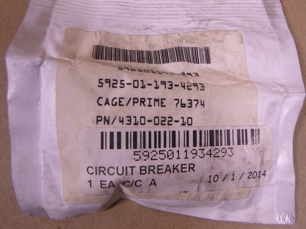 (2x) 4310-022-10 Circuit Breaker HS4844-100 , 5925-01-193-4293 | Electrical MRO Replacement Parts & Components and Commercial Electrical Supplies Company