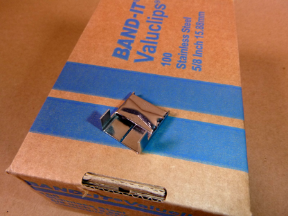C15599 Band-It Valuclip Strapping Clips, 5/8" in, Stainless Steel, 100/BOX | Industrial MRO Replacement Parts, Manufacturing Machine Parts &amp; Components, Heavy Equipment Parts Supplier