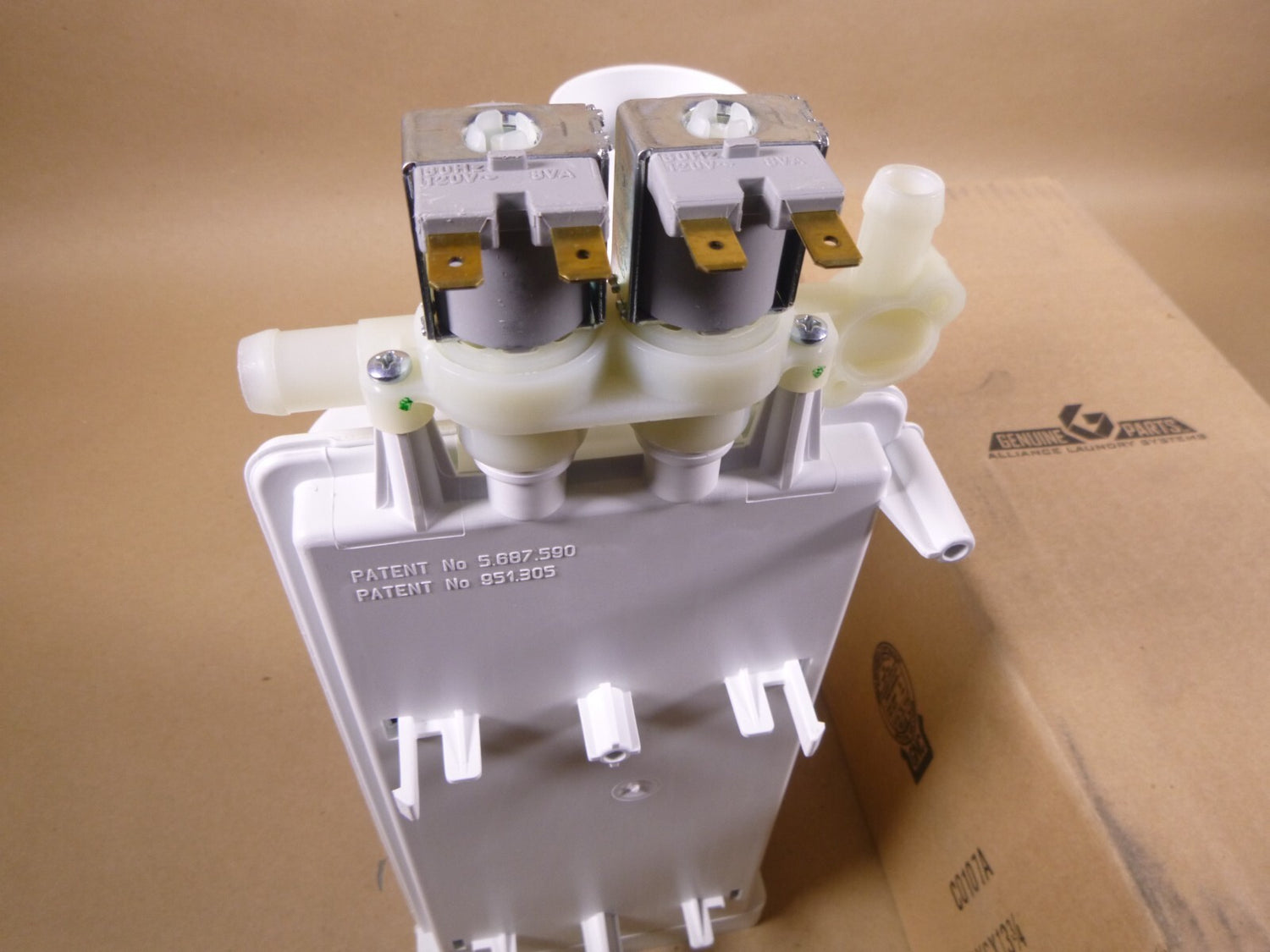 Genuine OEM Stacked Speed Queen Washer / Dryer Dispenser W/ Valves 685756P | Industrial MRO Replacement Parts, Manufacturing Machine Parts &amp; Components, Heavy Equipment Parts Supplier