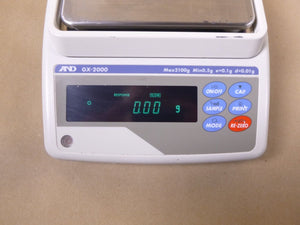 A&D Weighing GX-2000 Toploading Balance, 2100g x 0.01g Internal Calibration