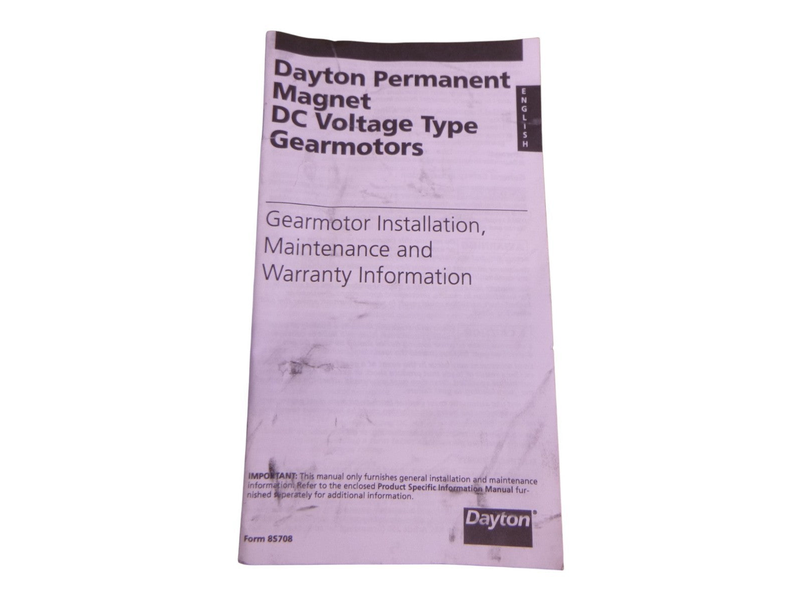 Dayton 4Z383D DC Gearmotor 1/8HP 90V 1.41A 31RPM 58.3:1 , 5/8" x 1-1/2" Shaft | Industrial Electric Motors, Pumps &amp; Parts