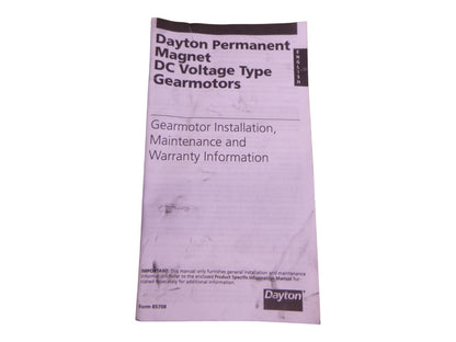 Dayton 4Z383D DC Gearmotor 1/8HP 90V 1.41A 31RPM 58.3:1 , 5/8" x 1-1/2" Shaft | Industrial Electric Motors, Pumps &amp; Parts