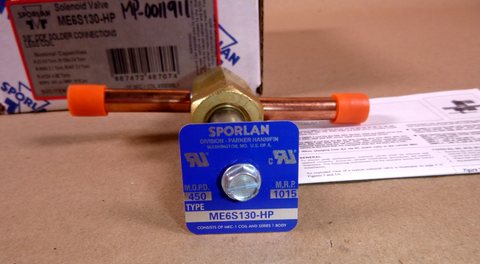 ME6S130HP Sporlan Solenoid Valve 3/8" ODF R410A, R22, R134A, R404A, R507 Service