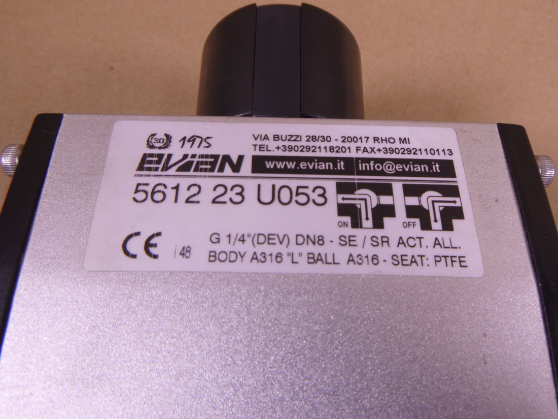 Evian 5612 3-Way "L" Stainless Steel Valve A316 1/4" (DEV) DN8 SE/SR | Industrial MRO Replacement Parts, Manufacturing Machine Parts &amp; Components, Heavy Equipment Parts Supplier