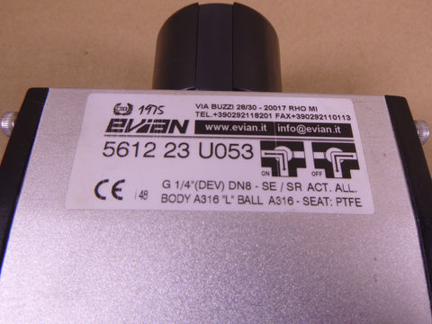 Evian 5612 3-Way "L" Stainless Steel Valve A316 1/4" (DEV) DN8 SE/SR