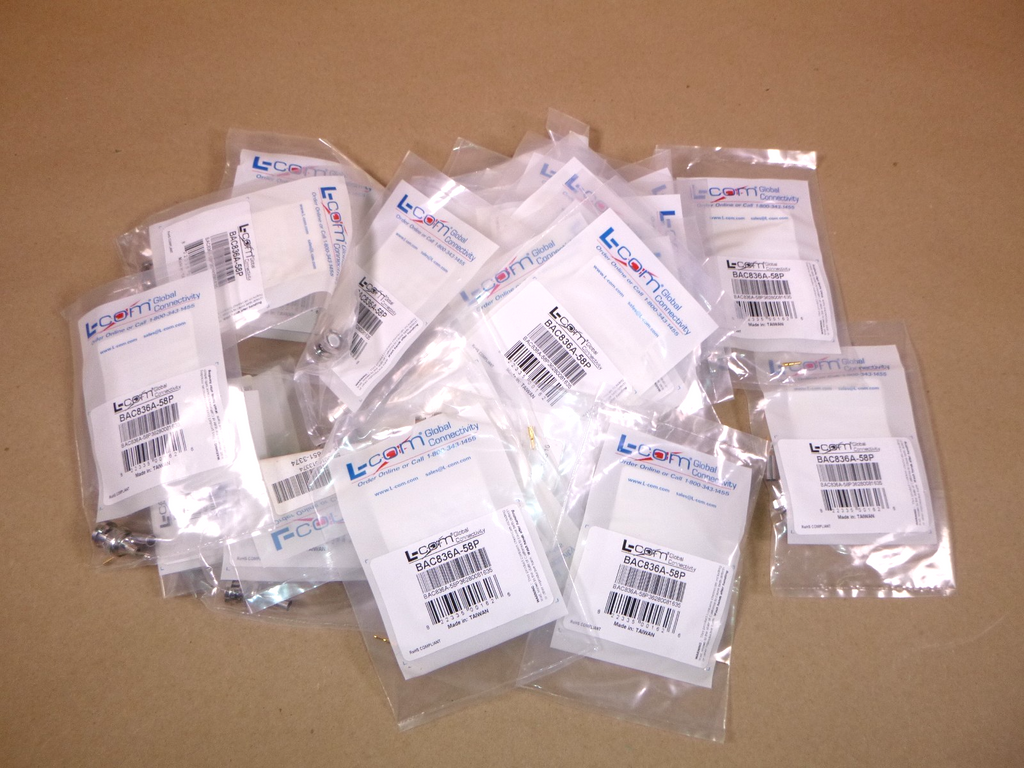 (Lot of 30) L-Com Coaxial Crimp Connector BAC836A-58P 50 ohm, Plenum RG58U | Electrical MRO Replacement Parts & Components and Commercial Electrical Supplies Company