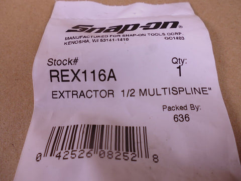 (22pc) Snap-on Multispline Screw Extractor 1/2" Hex REX 112A 113A 114A 115A 116A