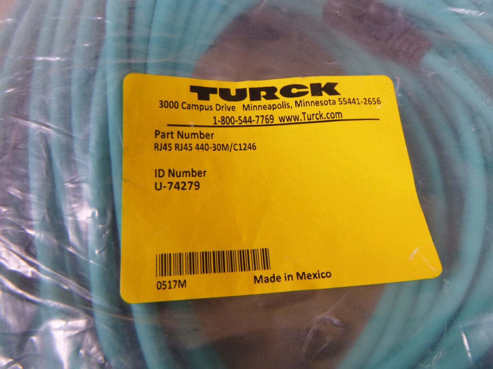 TURCK RJ45 RJ45 440-30M/C1246 Ethernet Cable Assembly , U-74279 , 30M | Electrical MRO Replacement Parts &amp; Components and Commercial Electrical Supplies Company