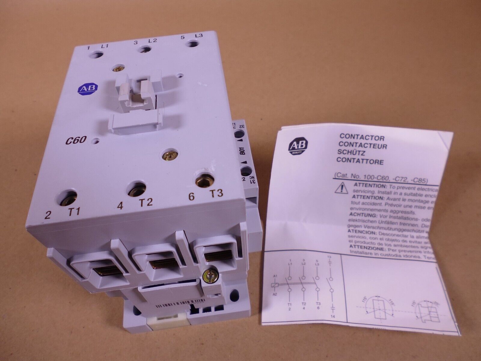 Allen Bradley 100-C60J01 Contactor 24V, 60HZ , 3 Pole, 1 N.C. Aux Cont, Ser B | Electrical MRO Replacement Parts &amp; Components and Commercial Electrical Supplies Company