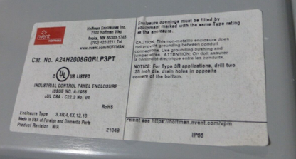 HOFFMAN NVent NEMA TYPE 4.4X ENCLOSURE QUICK RELEASE LATCH FIBERGLASS 24x20x9.5", A24H2008GQRLP3PT | Industrial MRO Replacement Parts, Manufacturing Machine Parts &amp; Components, Heavy Equipment Parts Supplier
