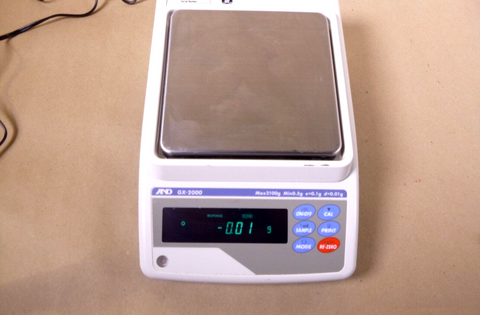 A&D Weighing GX-2000 Toploading Balance, 2100g x 0.01g Internal Calibration