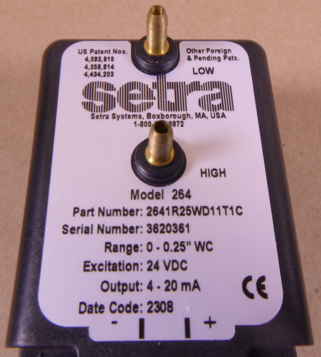 Setra 2641R25WD11T1C Transmitter 24VDC 0-0.25"WC 4-20mA , Model 264 | Electrical MRO Replacement Parts &amp; Components and Commercial Electrical Supplies Company