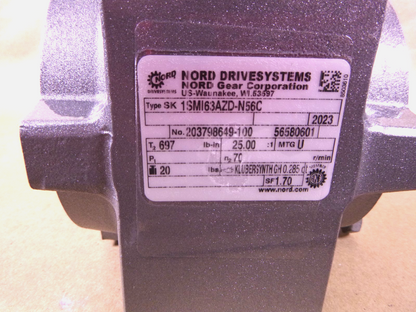 Nord Right Angle 1-7/16 Hollow Shaft Reducer 25:1 Ratio 56C Input 1SMI63AZD-N56C | Industrial Electric Motors, Pumps &amp; Parts