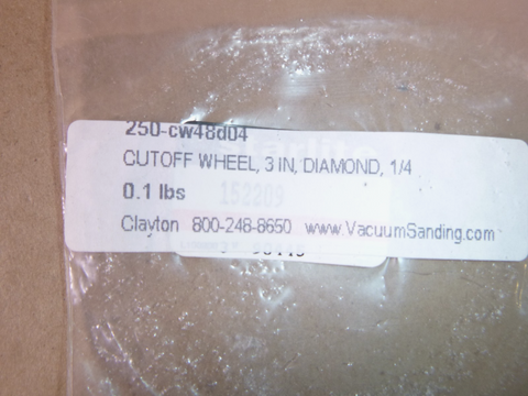 250-CW48D04 Clayton Cutoff Wheel Diamond 3in OD x 1/4in ID | Industrial MRO Tools and Replacement Industrial Equipment Components