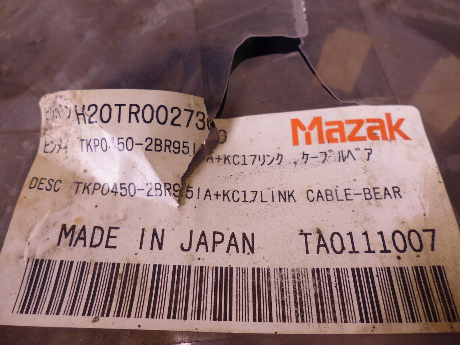 OEM Mazak H20TR002730 Cable Carrier TKP0450-2BR951A + KC17 LINK CABLE BEAR | Industrial MRO Replacement Parts, Manufacturing Machine Parts &amp; Components, Heavy Equipment Parts Supplier
