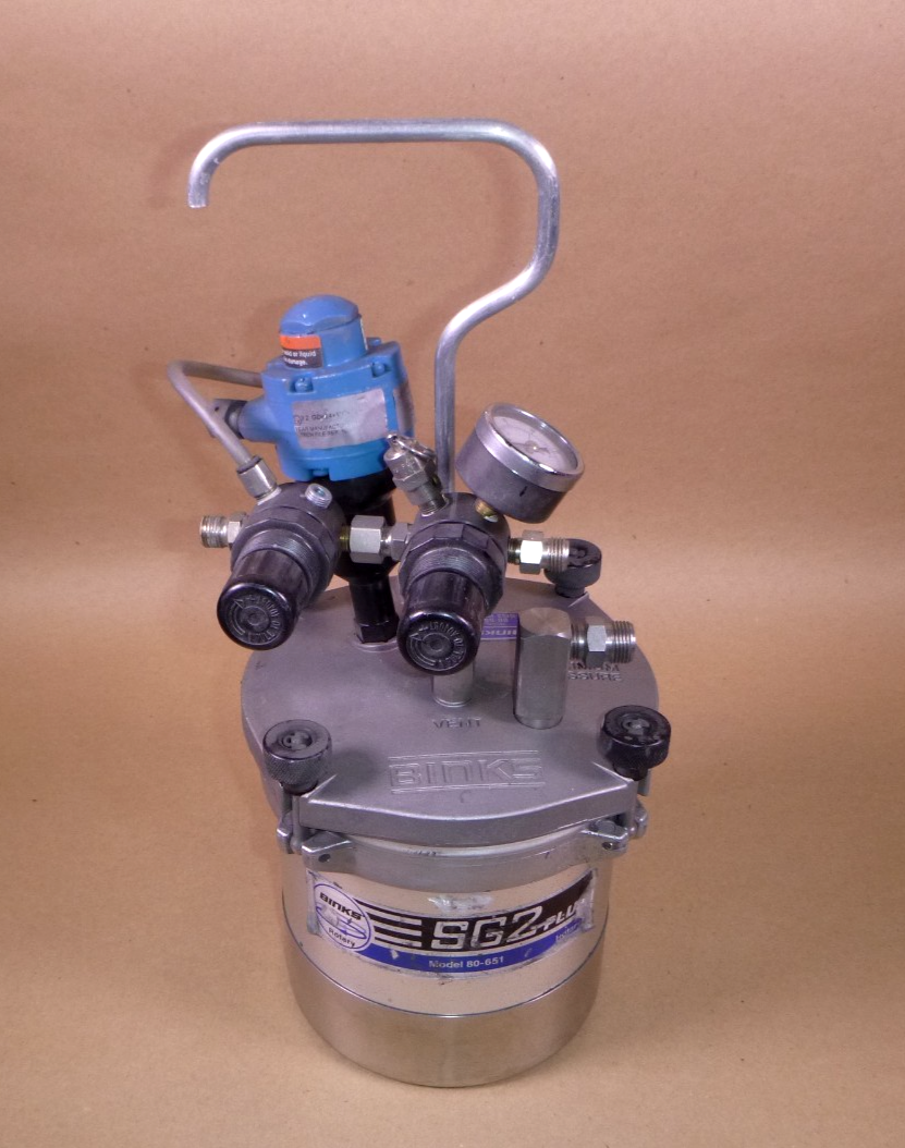 USED Binks SG2 Plus Pressure Cup With Gast Rotary Agitator 2 Quart Model 80-651 | Industrial MRO Replacement Parts, Manufacturing Machine Parts &amp; Components, Heavy Equipment Parts Supplier