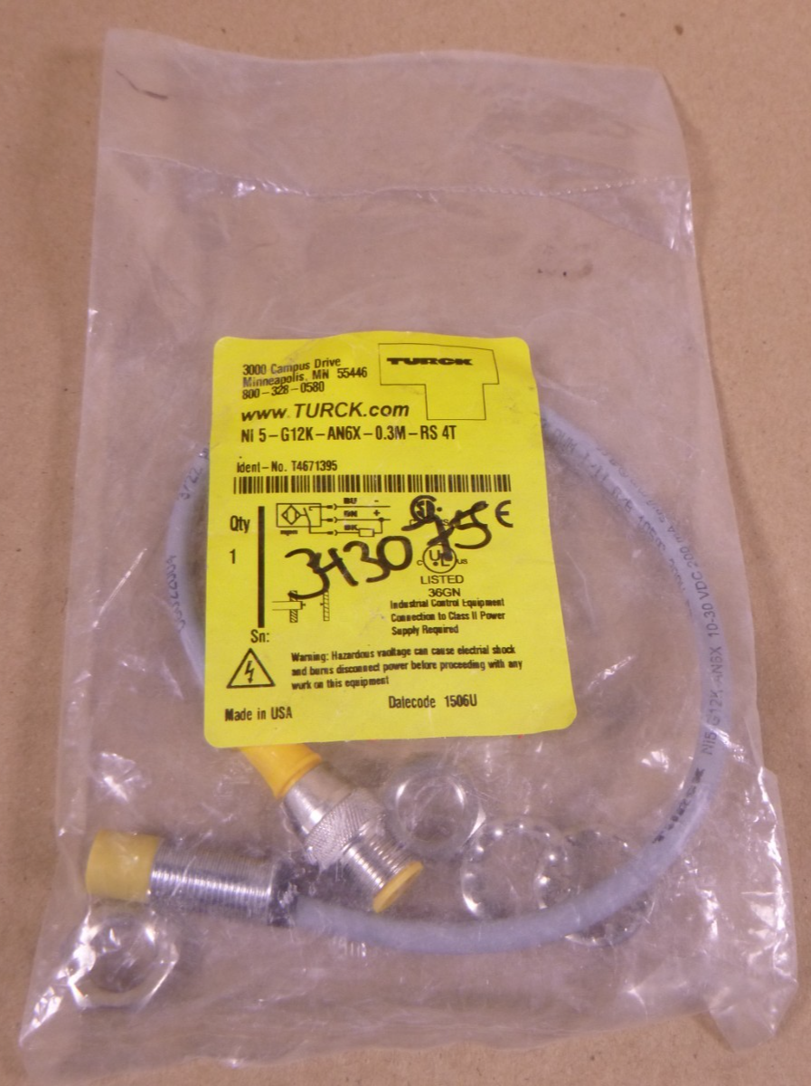 Turck NI5-G12K-AN6X-0.3M-RS 4T Proximity Sensor | Electrical MRO Replacement Parts &amp; Components and Commercial Electrical Supplies Company