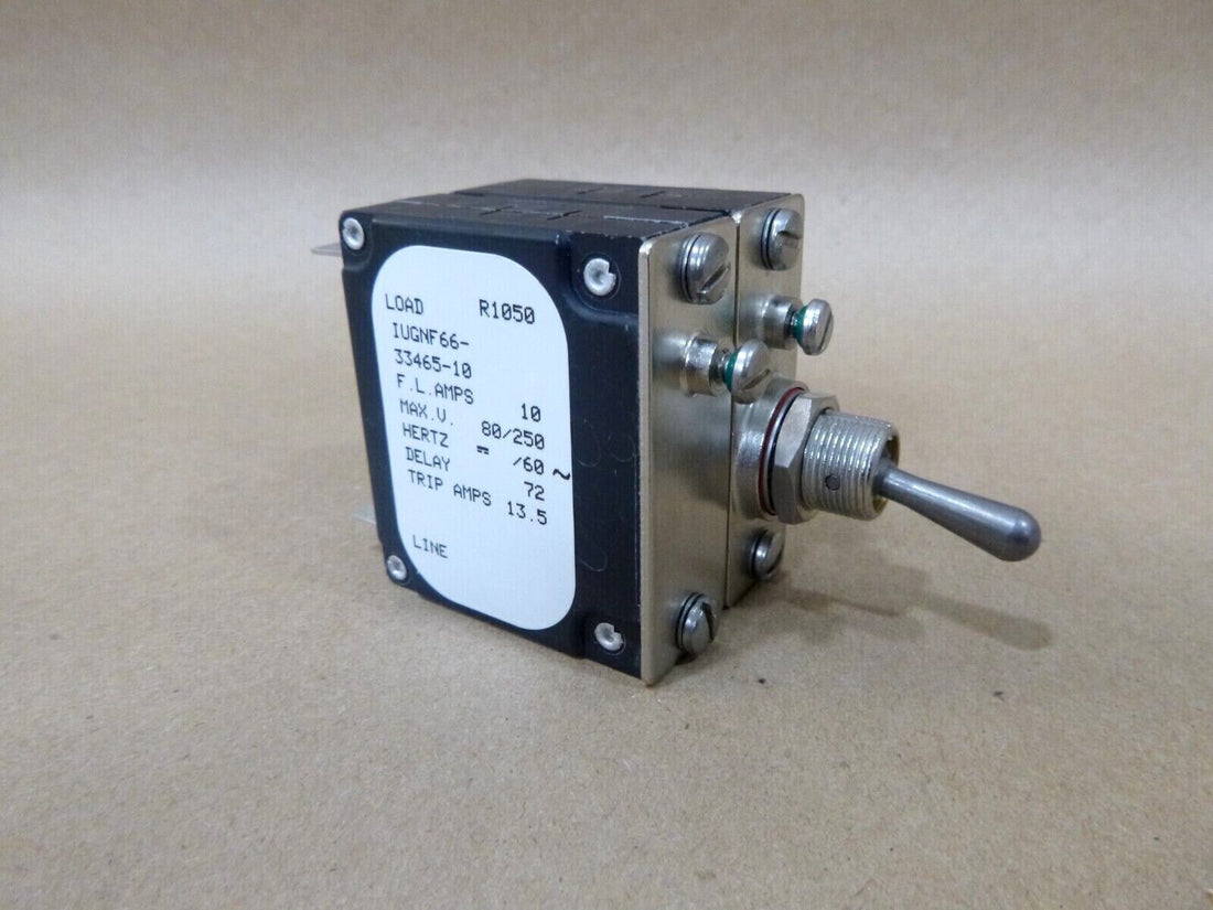 Airpax IUGNF66-33465-10 Magnetic Hydraulic Delay Circuit Breaker 10 Amp 2 Pole | Electrical MRO Replacement Parts &amp; Components and Commercial Electrical Supplies Company