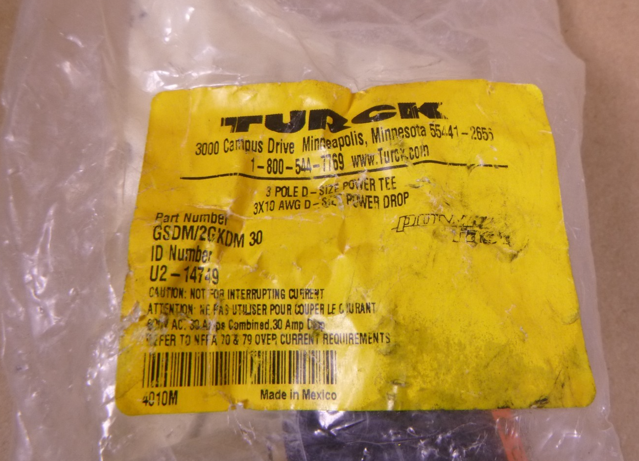 Turck GSDM/2GKDM 30 Power Tee Splitter Power Fast 3-Pole D 3-Wire , U2-14749 | Electrical MRO Replacement Parts &amp; Components and Commercial Electrical Supplies Company