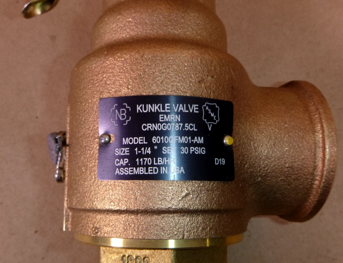 6010GFM01-AM Kunkle Steam Safety Relief Valve 1¼" MNPT x 1½" FNPT 30 Psi | Industrial MRO Replacement Parts, Manufacturing Machine Parts &amp; Components, Heavy Equipment Parts Supplier