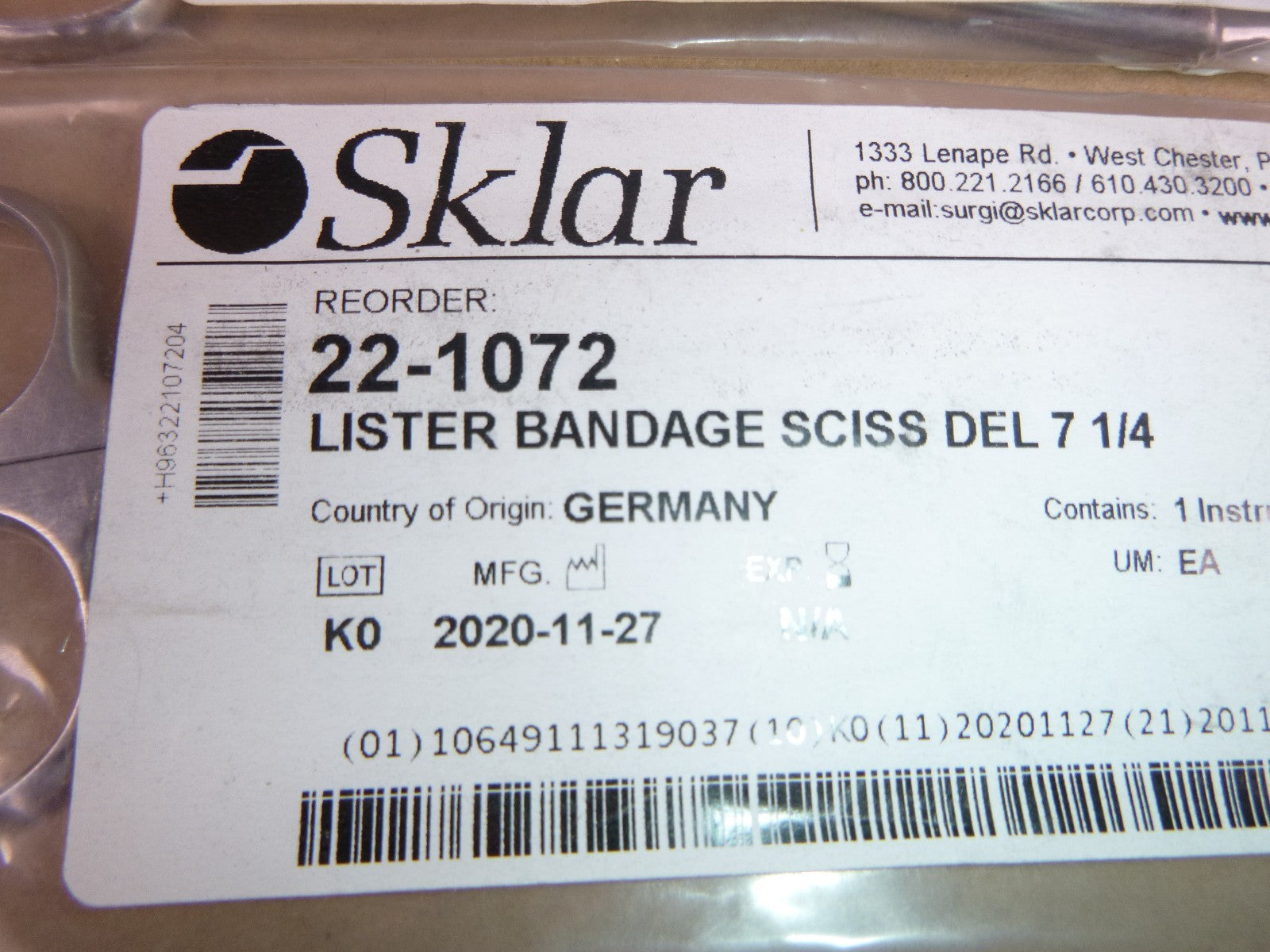 Sklar 22-1072 Scissors 7-1/4" (Lot of 2 Pcs)