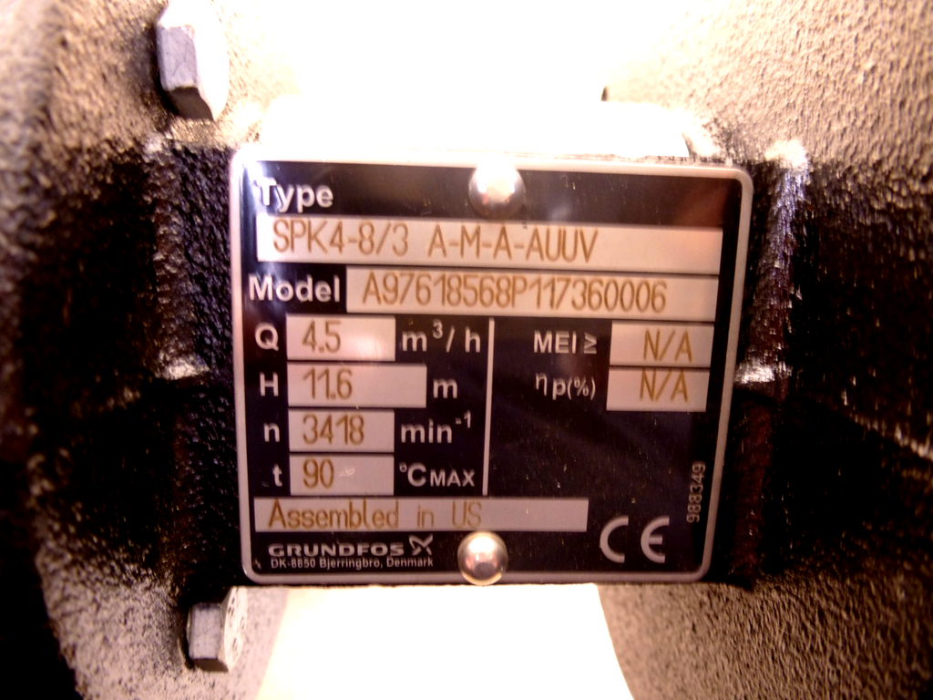 SPK4-8/3 A-M-A-AUUV Grundfos Vertical Multistage 1/2 Hp Centrifugal Pump 3 Phase | Industrial Electric Motors, Pumps & Parts