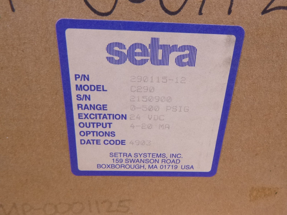 Setra C290 Pressure Transmitter , 290115-12, 0-500 PSIG, 24VDC, 4-20mA | Electrical MRO Replacement Parts &amp; Components and Commercial Electrical Supplies Company