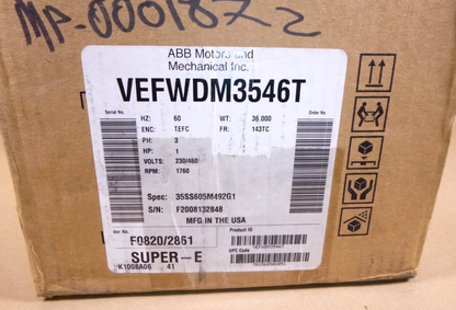 Baldor VEFWDM3546T Washdown Duty Motor 1 Hp 1800Rpm 3Ph 230/460V 143TC Fr. TEFC | Industrial Electric Motors, Pumps &amp; Parts