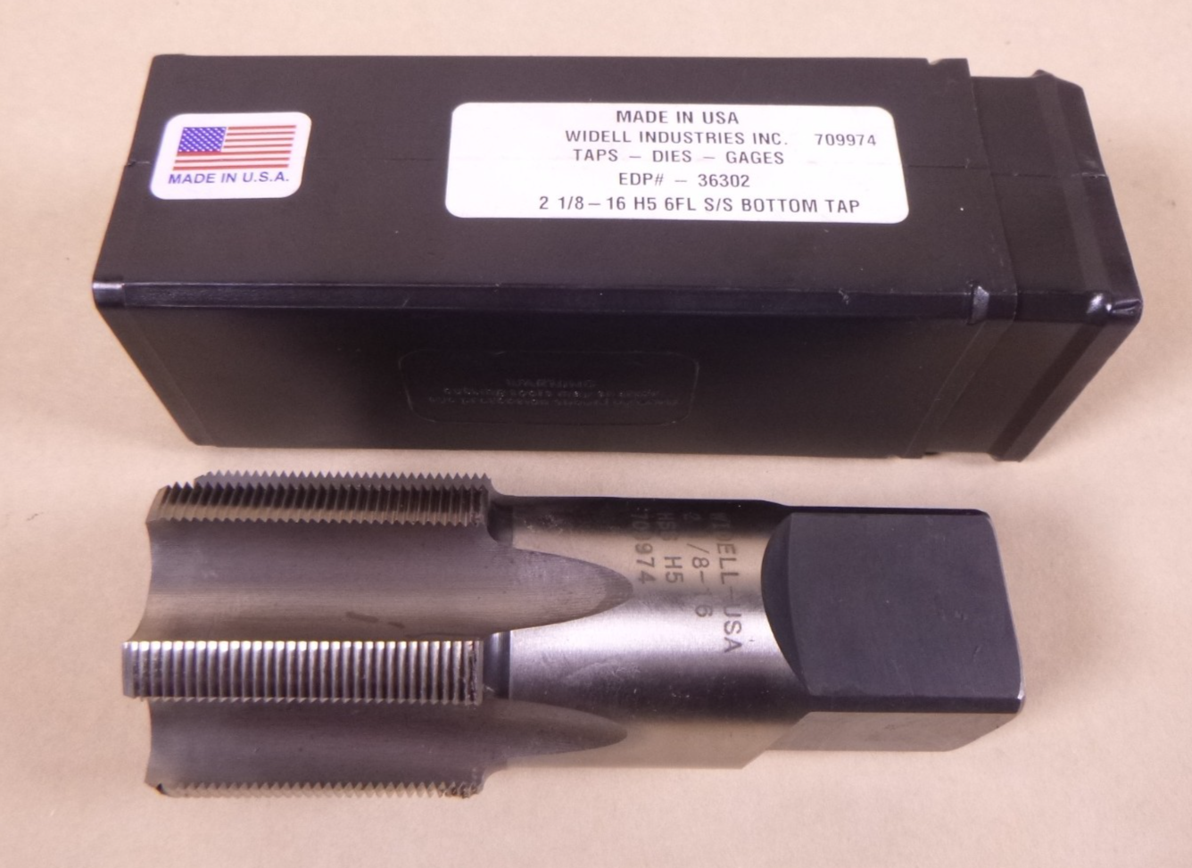 Widell 709974 Tap 2-1/8"-16 H5 6FL HSS Bottom Tap