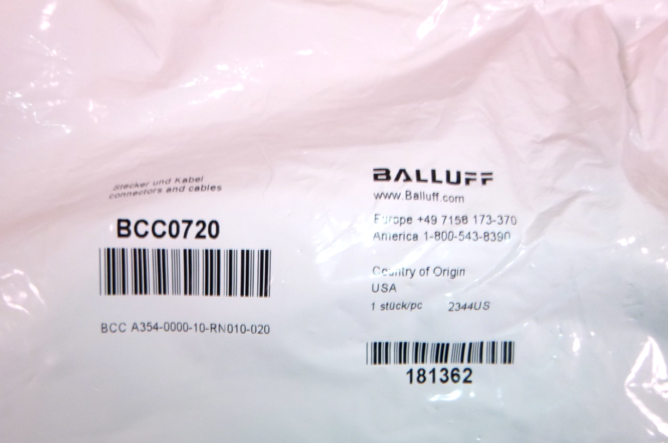 BCC0720 Balluff Single Ended Cordset, 7/8 inch Female to Pigtail, 2 Meter 4 Pin | Electrical MRO Replacement Parts &amp; Components and Commercial Electrical Supplies Company