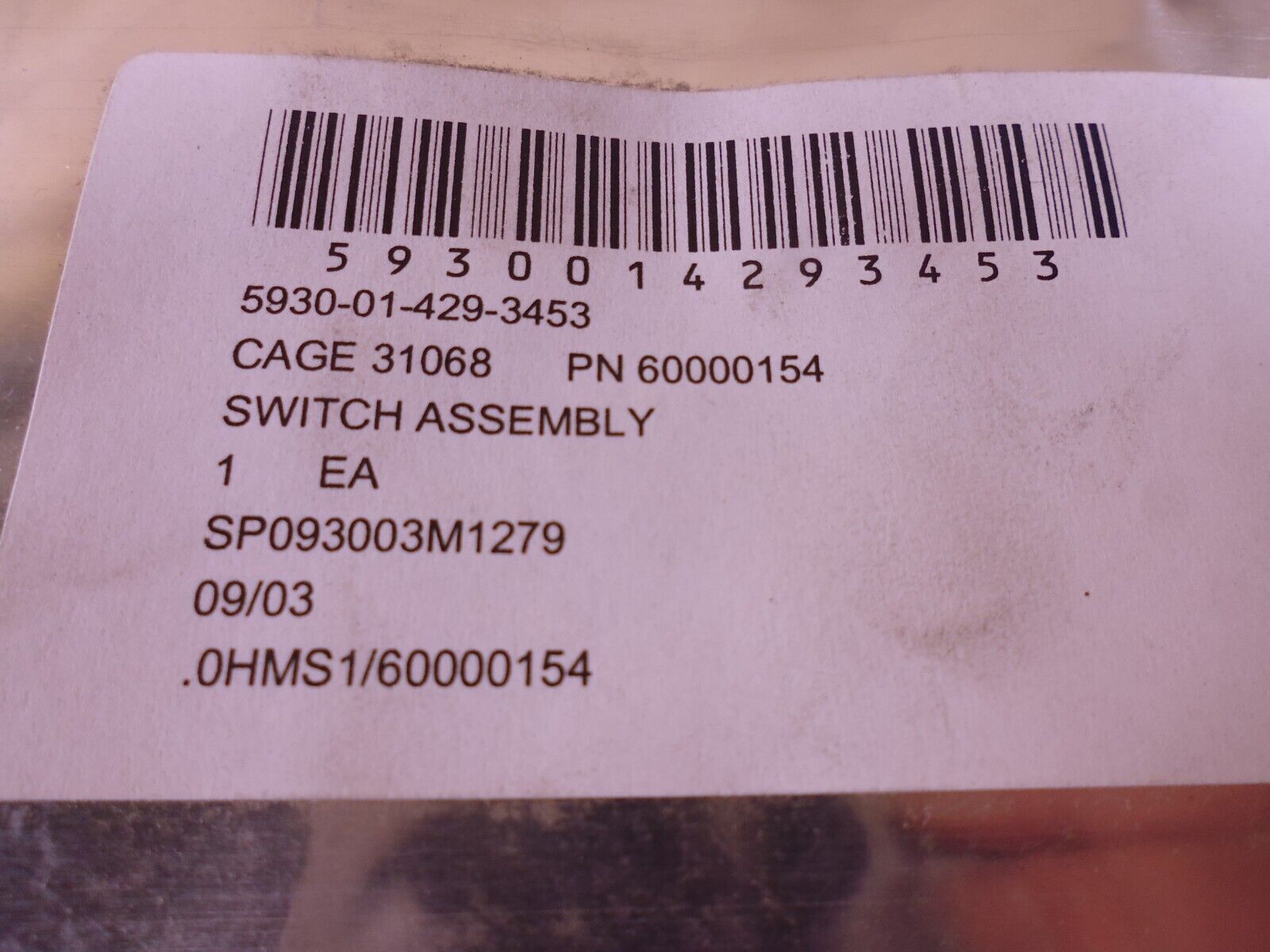 60000154 Push Switch Assembly M-1 , 12437270 , 5930-01-429-3453 | Electrical MRO Replacement Parts &amp; Components and Commercial Electrical Supplies Company