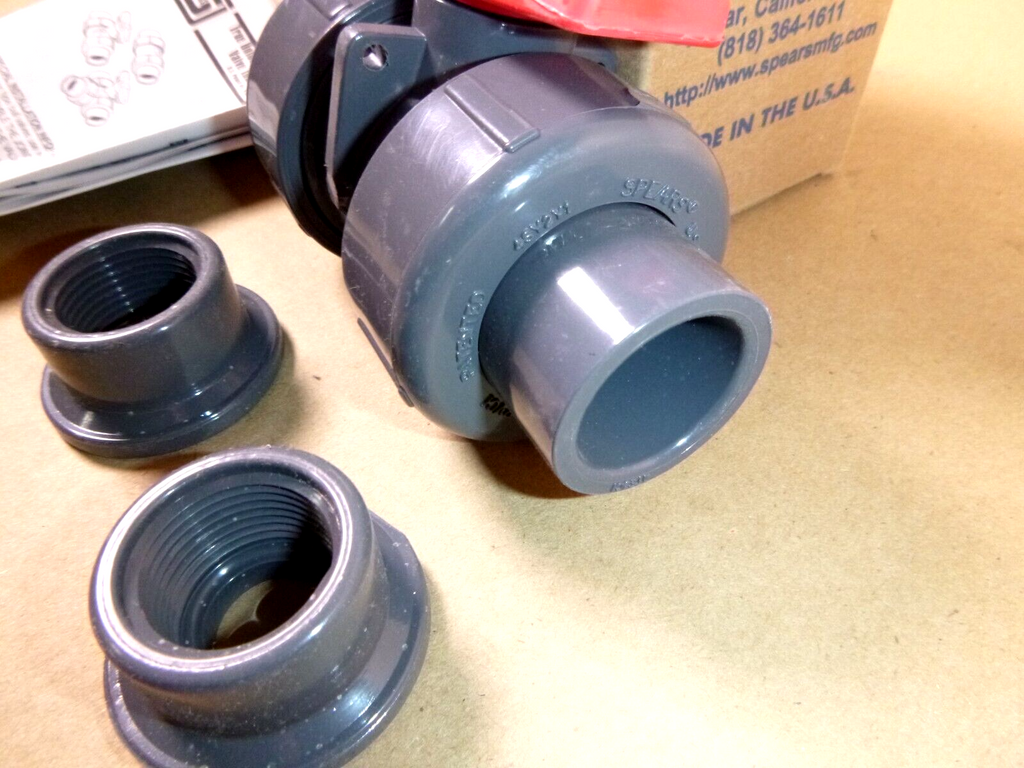 Spears 3/4" PVC True Union Ball Valve 3629-007 W/ Socket and FNPT Connectors | Industrial MRO Replacement Parts, Manufacturing Machine Parts & Components, Heavy Equipment Parts Supplier