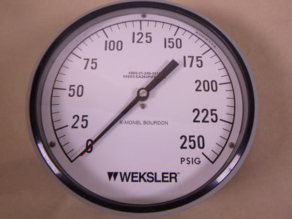 Weksler SA28-3PIF-RWB0 8-1/2" Dial Pressure Gauge 250PSIG , 6685-01-246-0310