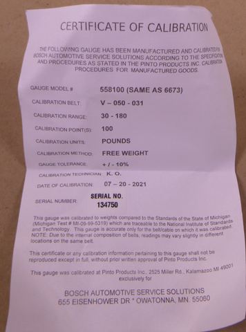OTC 6673 Drive Belt Tension Gauge 2TVU6 , 180 Lbs Max , 558100 * Calibrated* | Industrial MRO Tools and Replacement Industrial Equipment Components